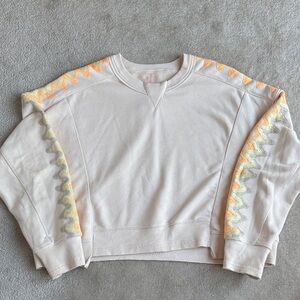 FP Movement by Free People Cream Sweater with Orange and Gray Details